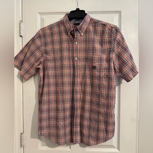 Men's Casual Button Down Shirt - Red Plaid